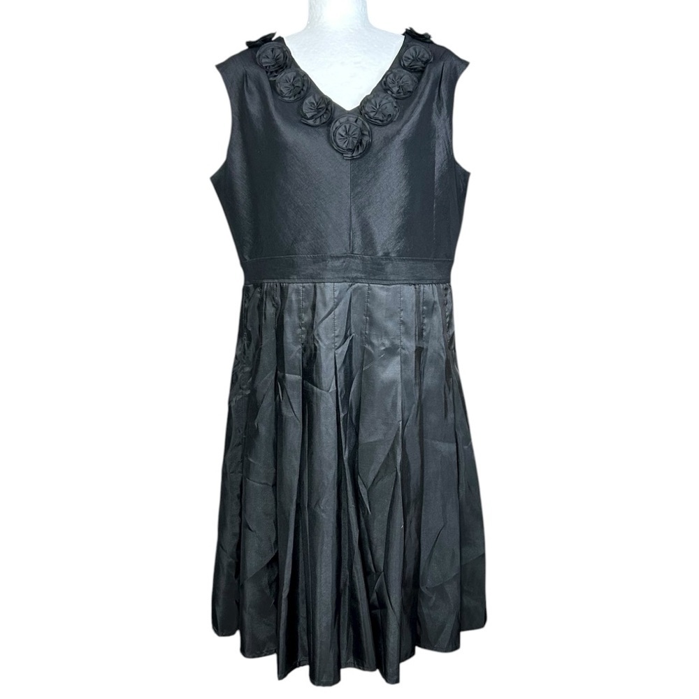 Jerry T Evening Dress XL Satin Rosettes Taffeta Black Tie Formal Elegant